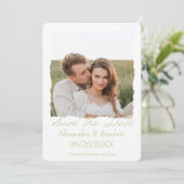 緑のギザギザのフレーム写真の日付を保存 案内状 (スタンド正面)