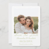 緑のギザギザのフレーム写真の日付を保存 案内状 (正面)