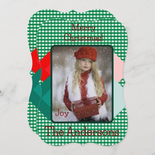 緑のギンガムと赤い三角形の写真を追加 シーズンカード (正面/裏面)