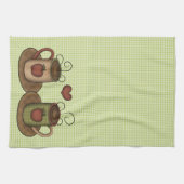 緑のギンガムのコーヒー時間 キッチンタオル (横)