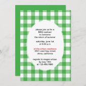 緑のギンガム- bbqのパーティーの招待状カスタム 招待状 (正面/裏面)