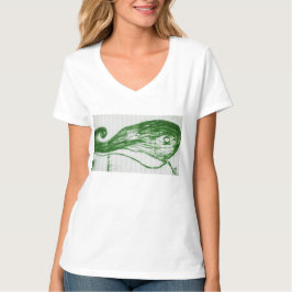 緑のクジラのイラスト 漫画 アニメ カートゥーン Tシャツ