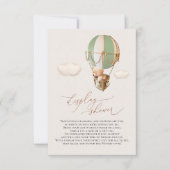 緑のクマのバルーン表示シャワー囲いカード 出欠カード (正面)