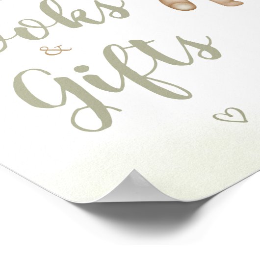 緑のクマのバルーン赤ちゃんシャワー本とギフト ポスター (角)