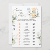 緑のクマ赤ちゃんシャワーの特徴/ビンゴゲーム 招待状 (裏面)