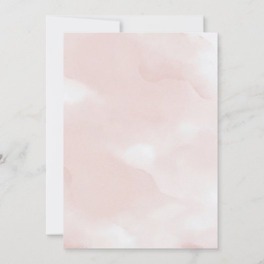 緑のクマ赤面ピンクフローラガールベビーシャワー 招待状 (裏面)