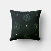 緑のクモとクモの巣ブラックハロウィーン クッション (裏面)