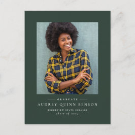 緑のクラシック写真卒業招待状 シーズンポストカード