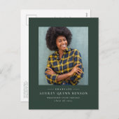 緑のクラシック写真卒業招待状 シーズンポストカード (正面/裏面)