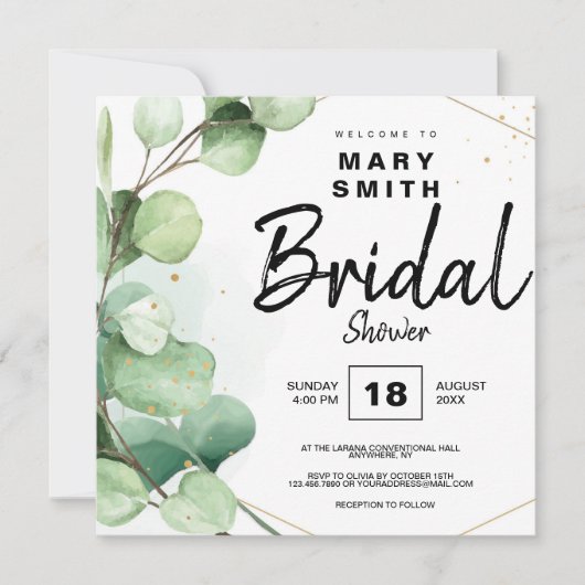 緑のクラシック結婚式の日付ブライダルシャワーを保存 (正面)