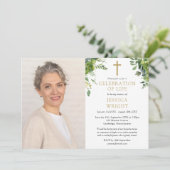 緑のクリスチャンお祝い・オブ・ライフ写真 招待状 (スタンド正面)
