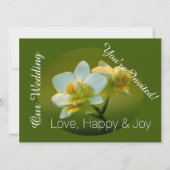 緑のクリスチャンの花の白い結婚蘭 招待状 (裏面)