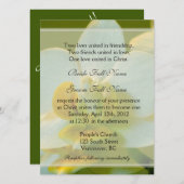 緑のクリスチャンの花の白い結婚蘭 招待状 (正面/裏面)