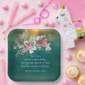 緑のクリスチャンウェディングでのエレガントなウィンターフローラル, クリスチャンのパーソナライズされ ペーパープレート (パーティー)