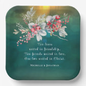 緑のクリスチャンウェディングでのエレガントなウィンターフローラル, クリスチャンのパーソナライズされ ペーパープレート (正面)