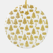 緑のクリスマスにサッカーボールを持つ犬 セラミックオーナメント (裏面)