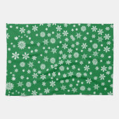 緑のクリスマスに白い雪 キッチンタオル (横)