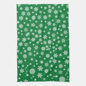 緑のクリスマスに白い雪 キッチンタオル (縦)