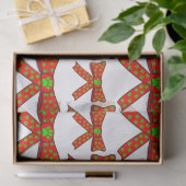 緑のクリスマスに赤いリボンの犬の足跡 薄葉紙 (ギフト)