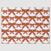 緑のクリスマスに赤いリボンの犬の足跡 薄葉紙 (正面)