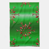 緑のクリスマスに赤い雪 キッチンタオル (縦)