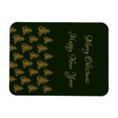 緑のクリスマスに輝く金ゴールドクリスマスツリー マグネット (横)