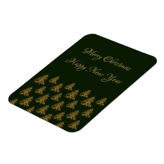 緑のクリスマスに輝く金ゴールドクリスマスツリー マグネット (左側)