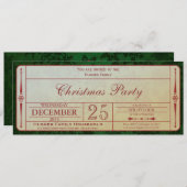 緑のクリスマスのパーティの招待状 招待状 (正面/裏面)