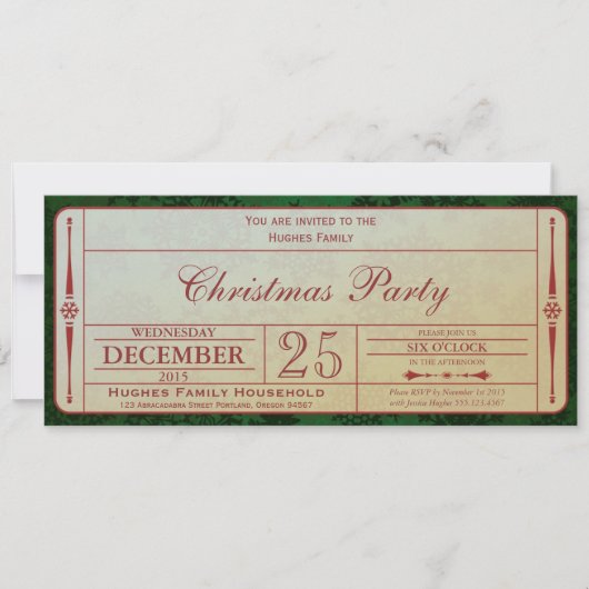 緑のクリスマスのパーティの招待状 招待状 (正面)