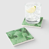 緑のクリスマスのヒイラギ ストーンコースター (横)