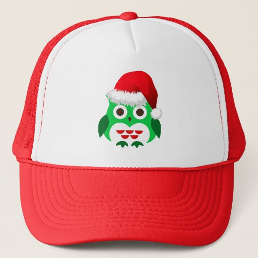 緑のクリスマスのフクロウの傾向 キャップ (正面)