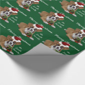 緑のクリスマスのボクサーの子犬の包装紙 ラッピングペーパー (角)