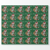緑のクリスマスのボクサーの子犬の包装紙 ラッピングペーパー (フラット)