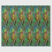 緑のクリスマスの妖精、金ゴールドの月光の輝き ラッピングペーパー (フラット)