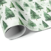 緑のクリスマスの木淡い色の々 ラッピングペーパー (ロールコーナー)