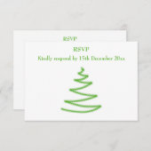 緑のクリスマスの木、シンプルとスタイリッシュ。 出欠カード (正面/裏面)