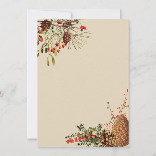 緑のクリスマスの果実の結婚式招待状 招待状 (裏面)