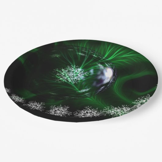 緑のクリスマスの装飾 ペーパープレート (アングル)