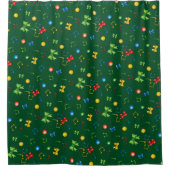 緑のクリスマスの要素のポプリ シャワーカーテン (正面)