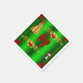 緑のクリスマスの飾り スタンダードカクテルナプキン (角)