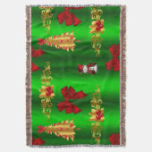 緑のクリスマスの飾り スローブランケット (正面縦)