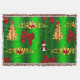 緑のクリスマスの飾り スローブランケット