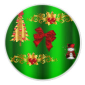 緑のクリスマスの飾り セラミックノブ (正面)