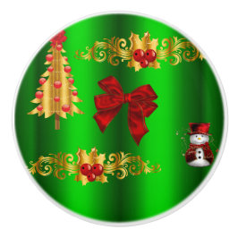 緑のクリスマスの飾り セラミックノブ