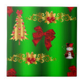 緑のクリスマスの飾り タイル (正面)