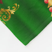 緑のクリスマスの飾り フリースブランケット (角)