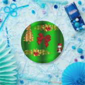 緑のクリスマスの飾り ペーパープレート (パーティー)