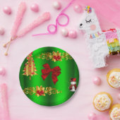 緑のクリスマスの飾り ペーパープレート (パーティー)