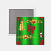 緑のクリスマスの飾り マグネット (正面/裏面)
