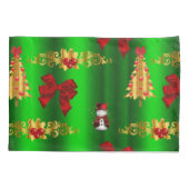 緑のクリスマスの飾り 枕カバー (裏面)